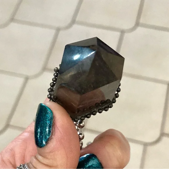 Big black Smokey crystal quartz stone boho charm moon necklace - Picture 8 of 15